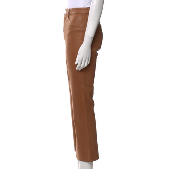 L’Agence Kendra High Rise Cropped Flare Jean Java Coated Cognac Brown 28 - Picture 7 of 11